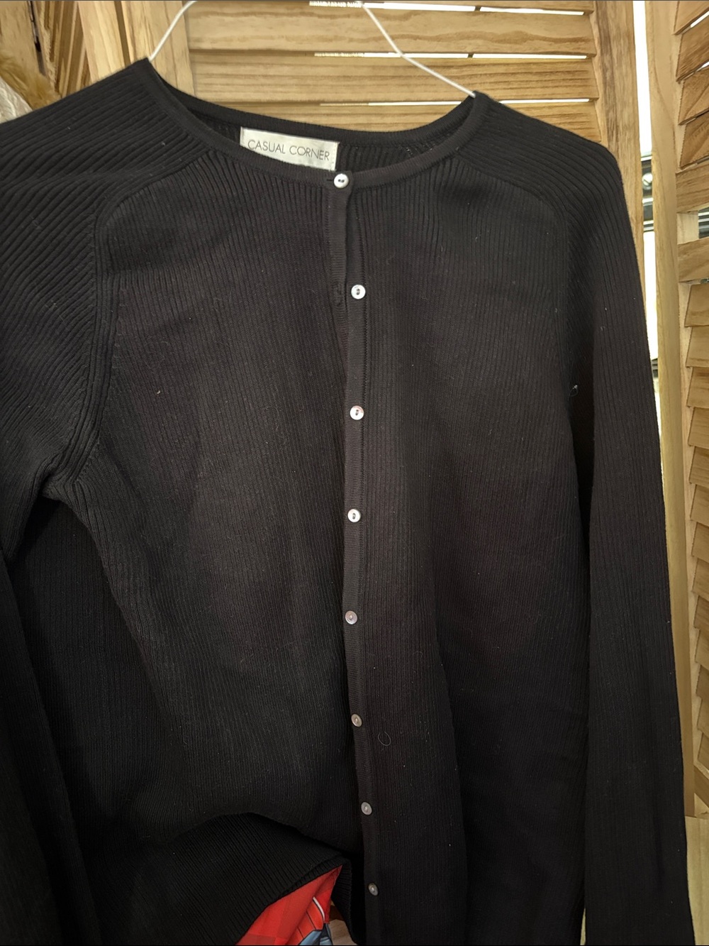 Casual Corner Black Ribbed Button-Front Cardigan XL
